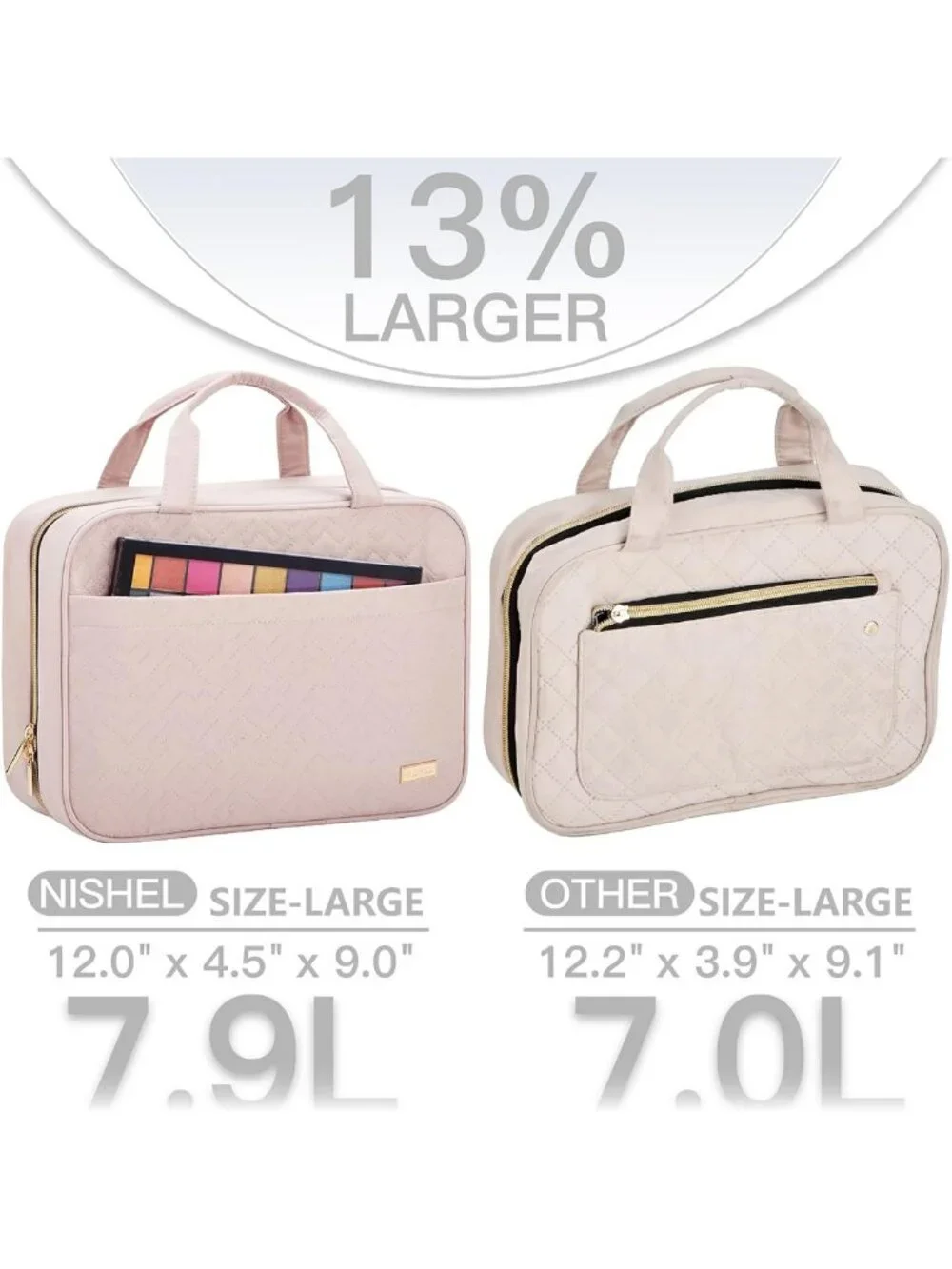 Large Portable Travel Toiletry Bag for Women - Hanging Organizer for Shampoo